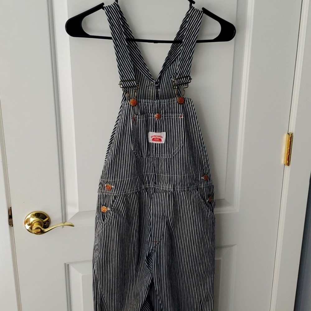 Big kids pinstriped overalls